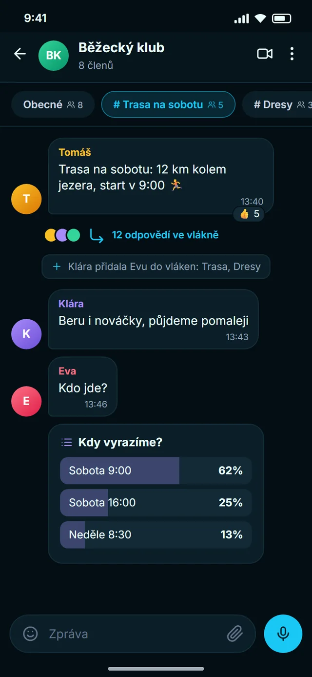 Každé téma ve vlastním vlákně