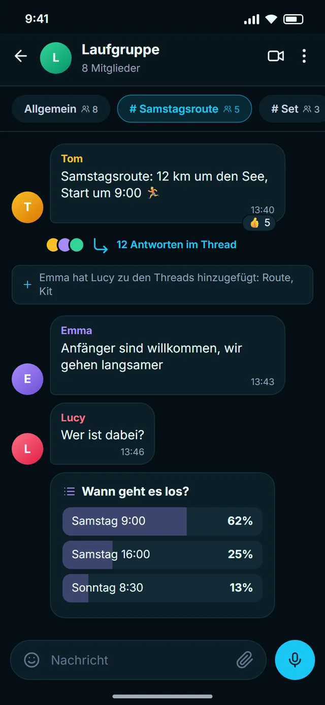 Jedes Thema in seinem eigenen Thread