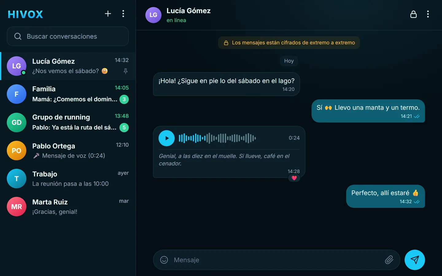 HIVOX Web en el navegador: una conversación